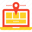 address, laptop, location, map, marker, navigation, web