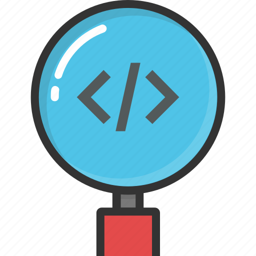 Code focus, code magnifier, coding, html code, programming icon - Download on Iconfinder