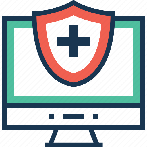 Antivirus system, digital security, monitor, network security, shield icon - Download on Iconfinder