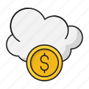 cloud, database, dollar, money, storage