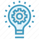 bulb, development, gear, idea, lamp, light bulb, optimization