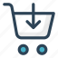 buy, cart, down arrow, online, shopping, trolley, web 