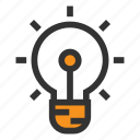 bulb, faq, idea, lamp, light, office, orange 