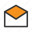 inbox, letter, mail, new, office, open, orange 