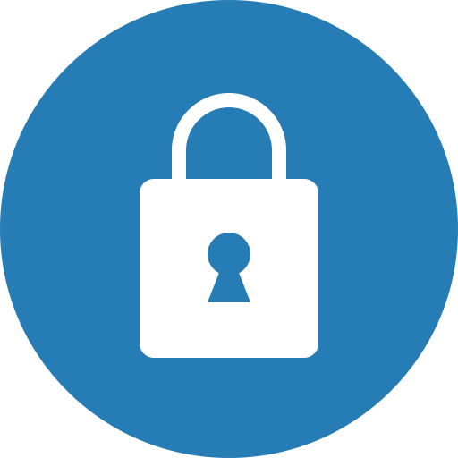 Blue, circle, lock, privacy, safe, secure, security icon - Free download