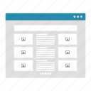 article, list, user interface, prototype, wireframe, columns, browser, website, layout