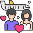 couple, travel, honeymoon, airplane