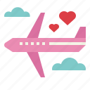 airplane, honeymoon, transportation, trip