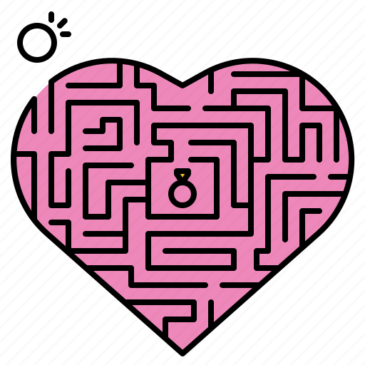 Love, labyrinth, maze, game, challenge, heart, ring icon - Download on Iconfinder