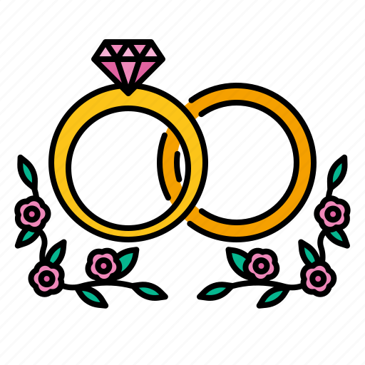 Wedding, rings, marriage, ring, ceremony, anniversary, married icon - Download on Iconfinder