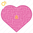 love, labyrinth, maze, game, find, challenge, heart