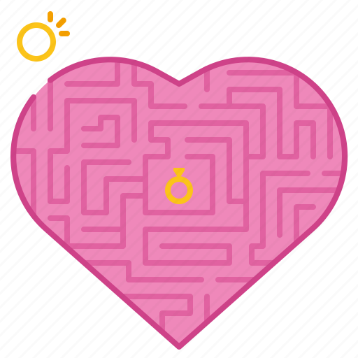 Love, labyrinth, maze, game, find, challenge, heart icon - Download on Iconfinder