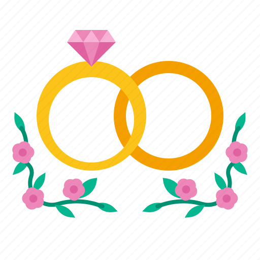 Wedding, marriage, ring, ceremony, anniversary, flower, married icon - Download on Iconfinder
