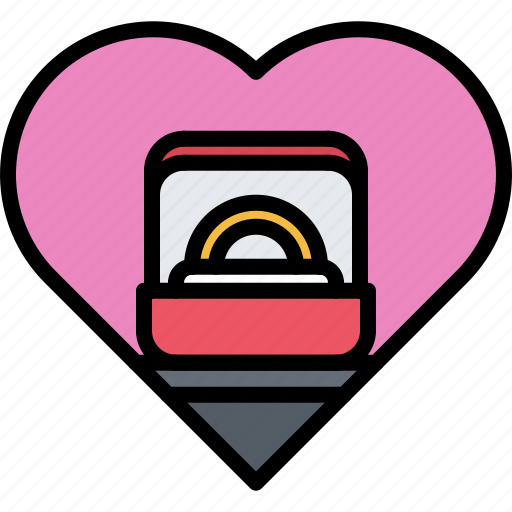 Heart, wedding, ring, box, love, married, family icon - Download on Iconfinder