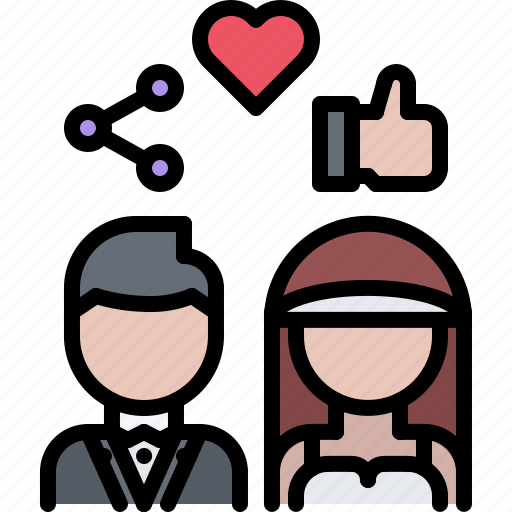 Newlyweds, groom, bride, man, woman, like, hand icon - Download on Iconfinder