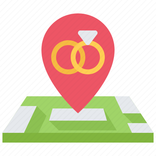 Location, map, navigation, pin, wedding, rings, love icon - Download on Iconfinder