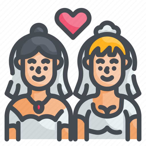 Lesbian, marriage, newlyweds, homosexual, couple icon - Download on Iconfinder