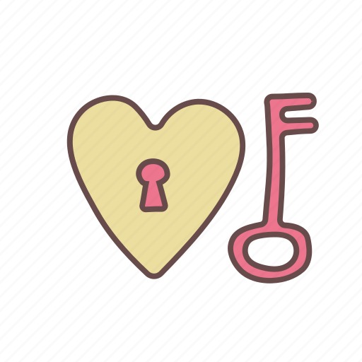 Heart, key, lock, love, romance, romantic, valentine icon - Download on Iconfinder