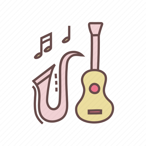 Live, music, band, guitar, instrument, saxophone icon - Download on Iconfinder