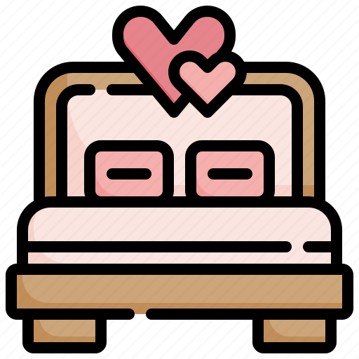 Bed, double, bedroom, heart, married icon - Download on Iconfinder