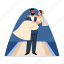 carrying, bride, newly, married, couple, soulmates, partners 