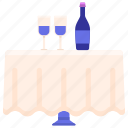 glasses, table, wine