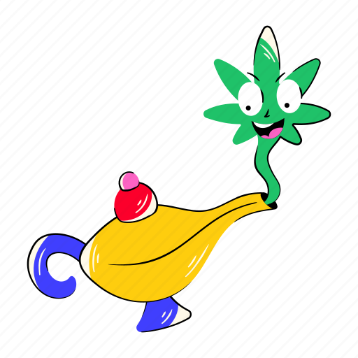 Magic lamp, weed genie, genie lamp, genie pot, cannabis genie icon - Download on Iconfinder
