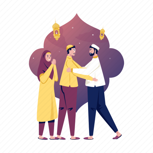 Meet, family, muslim, greeting, friendship, ramadan, tradition illustration - Download on Iconfinder