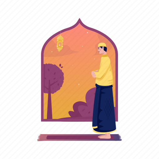 Sholat, worship, muslim, islam, religion, arabic, ramadan illustration - Download on Iconfinder