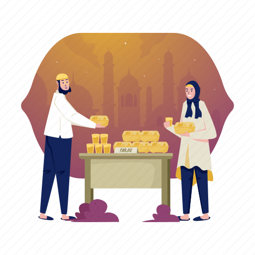 Takjil, share, snack, meal, ramadan, iftar, tradition illustration - Download on Iconfinder