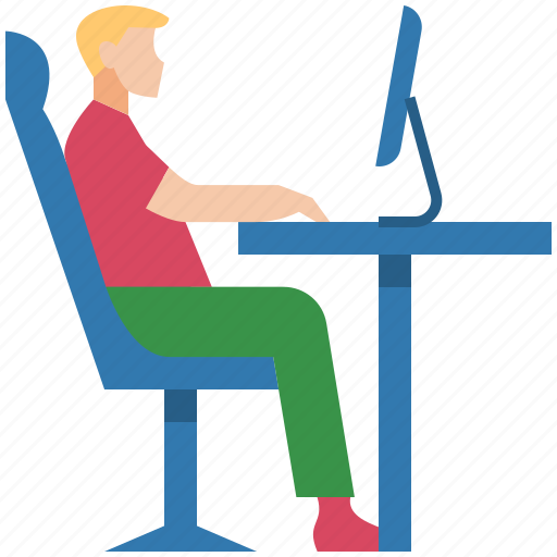 Ergonomic, workspace, ergonomic workspace, office, desk, laptop, chair icon - Download on Iconfinder