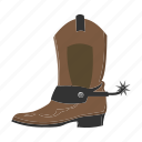 boots, cowboy, leather, shoes, spur, west, wild