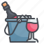 bucket, wine, ice, beverage, alcohol 