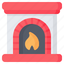 fireplace, chimney, firewall, fire, flame, warm, winter