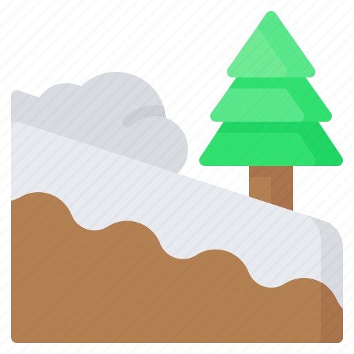 Avalanche, natural disaster, snow, snowing, winter, pine tree, weather icon - Download on Iconfinder