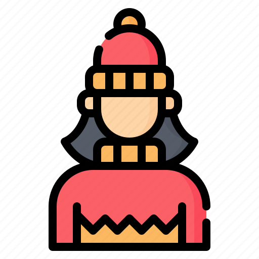 Woman, girl, avatar, user, winter, sweater, beanie icon - Download on Iconfinder