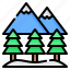 mountain, tree, pine, forest, snow, winter, landscape 