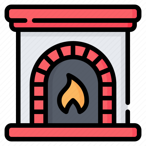 Fireplace, chimney, firewall, fire, flame, warm, winter icon - Download on Iconfinder