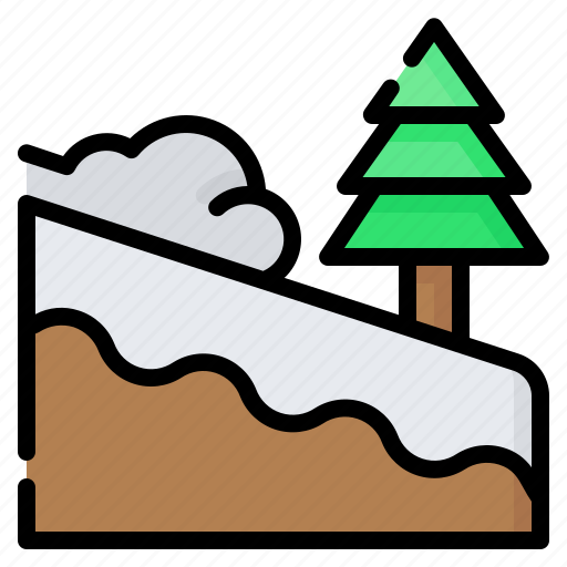 Avalanche, natural disaster, snow, snowing, winter, pine tree, weather icon - Download on Iconfinder