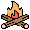 bonfire, campfire, firewood, fire, flame, wood, camping