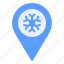 location, map, pin, season, snow, snowflake, winter 