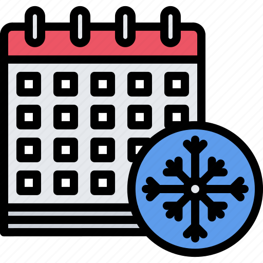 Calendar, date, time, snow, snowflake, cold, winter icon - Download on Iconfinder