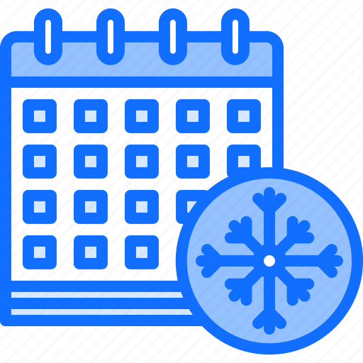 Calendar, date, time, snow, snowflake, cold, winter icon - Download on Iconfinder