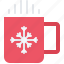 cup, hot, cocoa, tea, coffee, snow, snowflake, cold, winter 