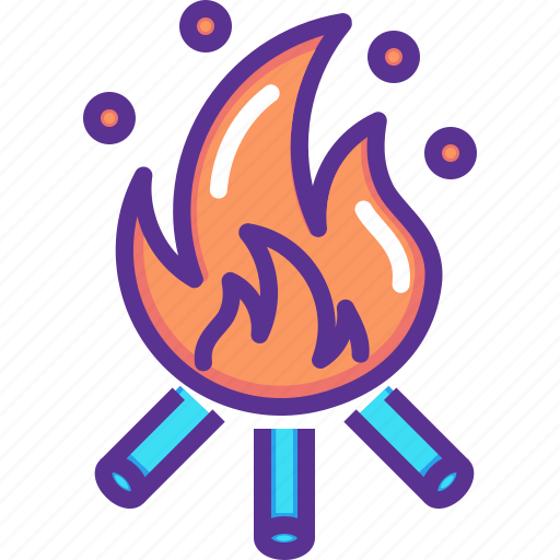 Bonfire, camping, fire, heat, warm, wood, hygge icon - Download on Iconfinder
