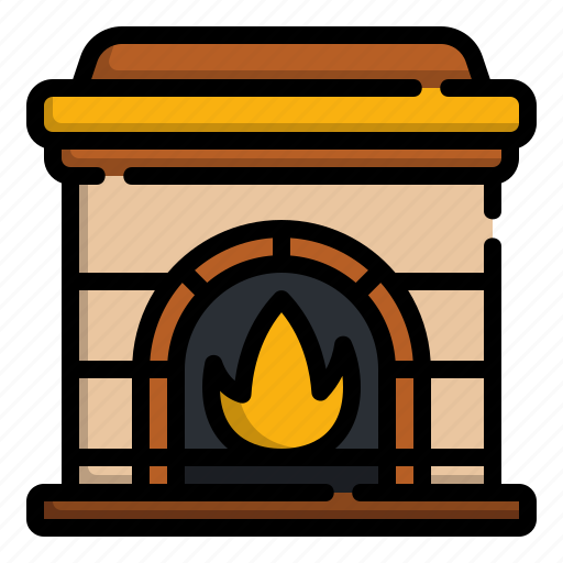 Fireplace, warm, winter, chimney, furniture, household, fire icon - Download on Iconfinder