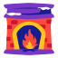 fireplace, place, warm, winter, illustration, stickers, sticker 