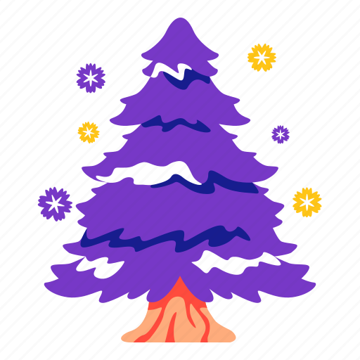 Pine, tree, winter, illustration, stickers, sticker icon - Download on Iconfinder