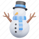 snowman, snow, ice, hat, cap, scarf, winter