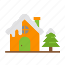 home, house, snow, winter, christmas, cabin, building